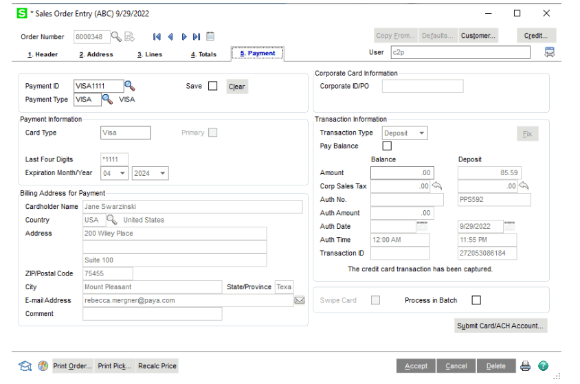 paya CLICK2PAY Sage 100 Sales Order Processing - fig20