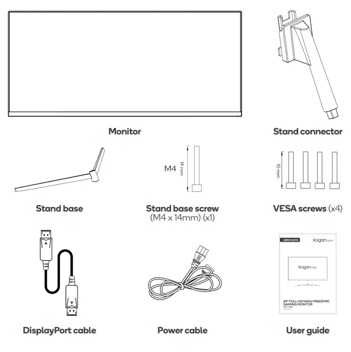 kogan KAMN24FXSA 24 Full HD 165Hz - COMPONENTS