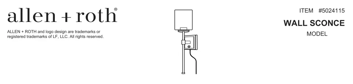 allen roth WS61-1MBK Eldora 1-Light Matte Black Transitional Wall Sconce Instruction Manual