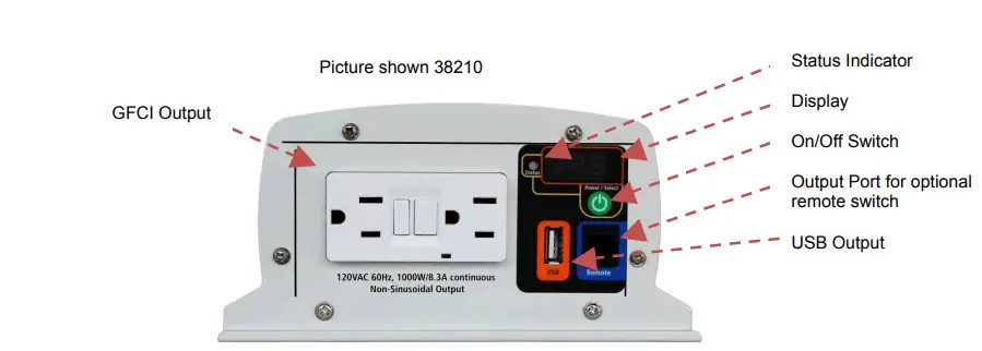 Nature Power 38310 Modified Sinewave 1000w - AC Output Front Panel