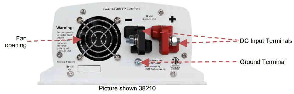 Nature Power 38310 Modified Sinewave 1000w - DC Input Rear Panel