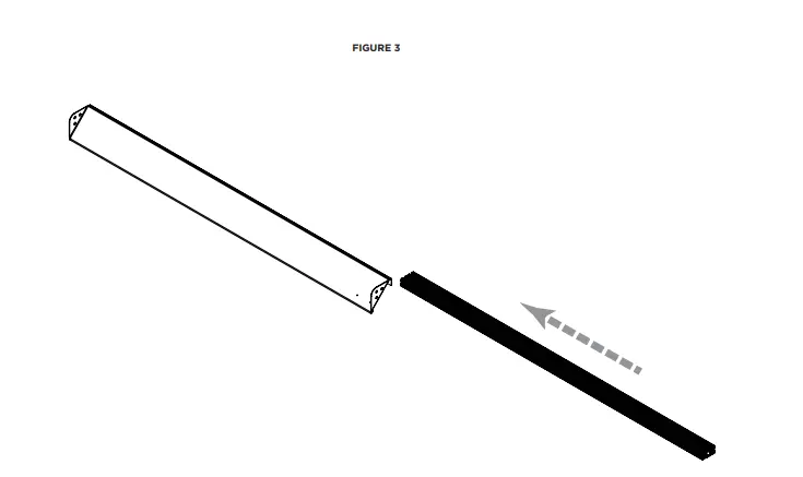 NOW, SLIDE THE CROSSBAR ONTO THE FAIRING. YOU’LL HAVE TO STRAIGHTEN EACH T NUT AS YOU GO TO GET IT TO FEED INTO THE CROSSBAR CORRECTLY. (SEE FIGURE 3)