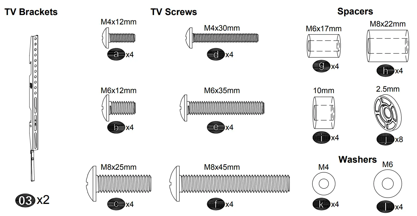 Mounting Dream MD2361 K Low Profile TV Wall Mount - Hardware