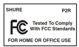 Shure PSM200 Personal Monitor - Certifications