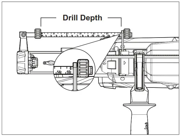 milwaukee M18FDEX Hammervac 26mm and 28mm Dedicated Dust Extractors -Setting the Drilling Depth