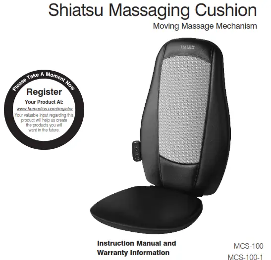 Homedics MCS-100 Shiatsu Massaging Cushion Moving Massage Mechanism - Shiatsu Massaging Cushion