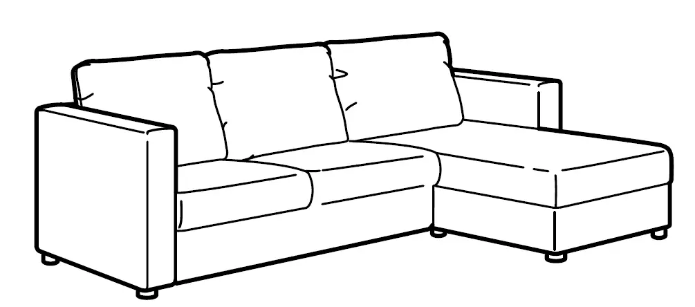 FINNALA 3 seat sofa with chaise longue.