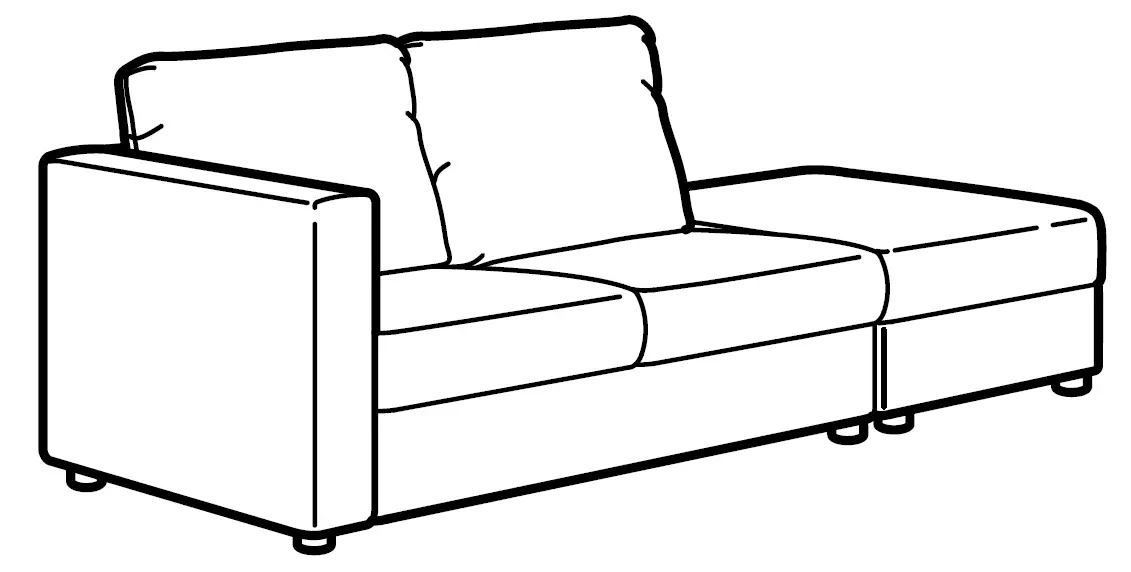 FINNALA 3 seat sofa with open end