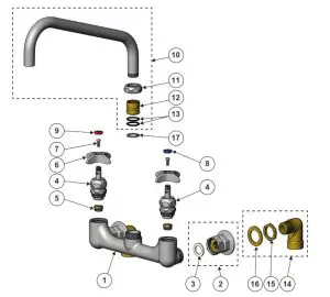 B-0291 Series Big-Flo Kettle and Pot Sink Faucet-Exploded