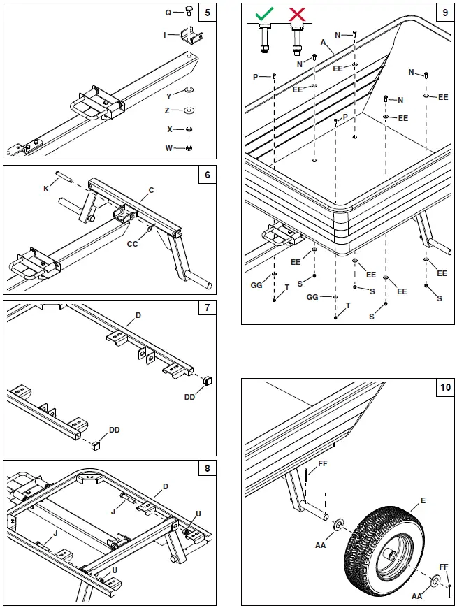 Agri-Fab 45-0552 700-Pound Poly Dump Swivel Cart parts 3