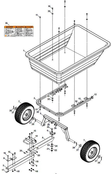 Agri-Fab 45-0552 700-Pound Poly Dump Swivel Cart parts 4