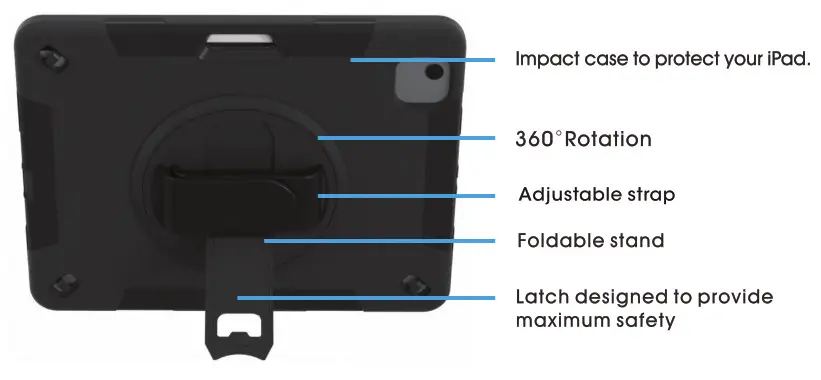 CTA PAD-PCGK11 Protective Case with Built-In 360 Degree Rotatable Grip Kickstand- Features