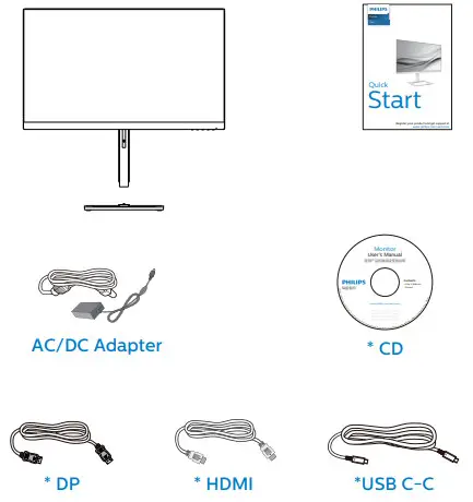 PHILIPS 279E1 E Line 4K LCD Monitor- Package contents