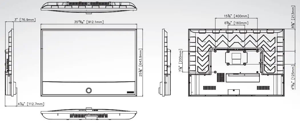 FURRION 40″ Sense Fhd Led Tv Built-In Soundbar - Product Diagram