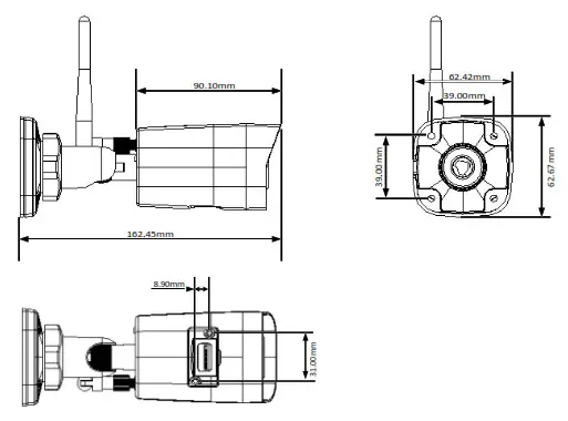 XSSY XS X1 W02 2884 Network Bullet Cameras - Dimensions
