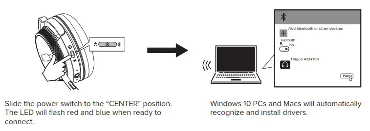 Targus AEH103 Bluetooth Wireless Mono Headset - Bluetooth connecting