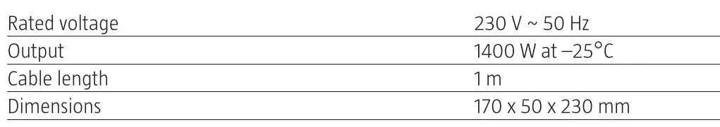Hamron 619-603 Car Heater Instruction Manual - Technical Data