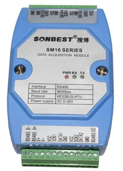 SONBUS-SM1610B-RS485-Interface-5-Channel-Temperature-And-Humidity-Acquisition-Module-product