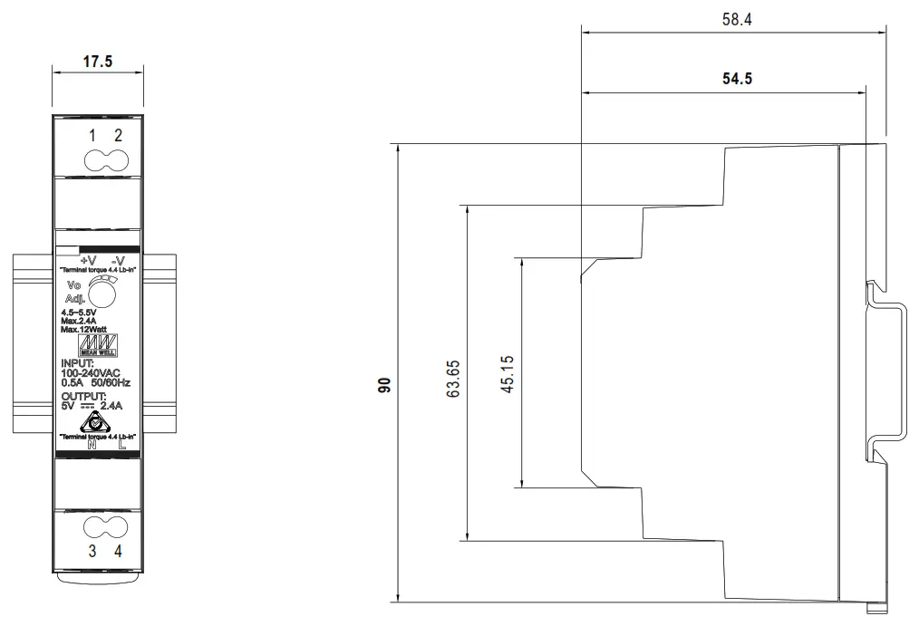15W Ultra Slim Step Shape DIN Rail - 09