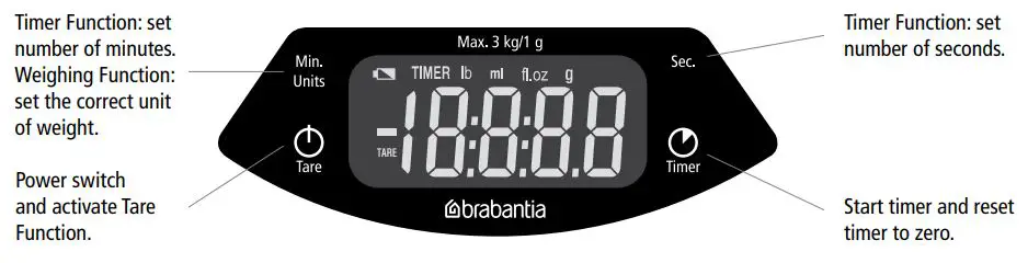 brabantia 480560 Kitchen Scale Instruction Manual - Product Overview