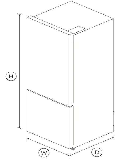 FISHER PAYKEL RF402BRPX6 380L Freestanding Refrigerator Freezer - DIMENSIONS