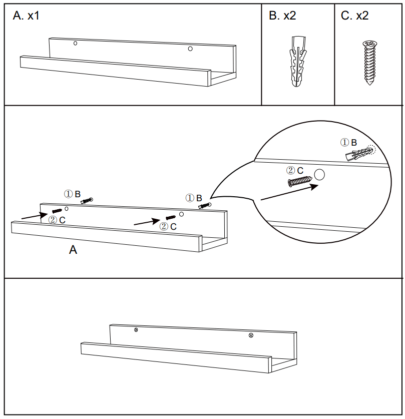 Kmart 43112524 Black Picture Rail -
