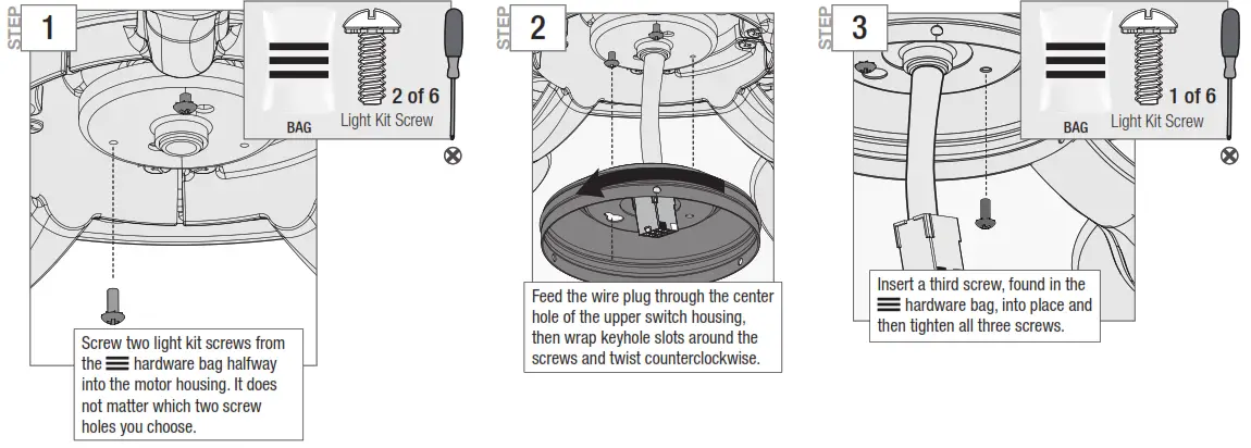 Hunter 50137 Bryn 52 Inch Noble Bronze Indoor LED Ceiling Fan - Assembling the Light
