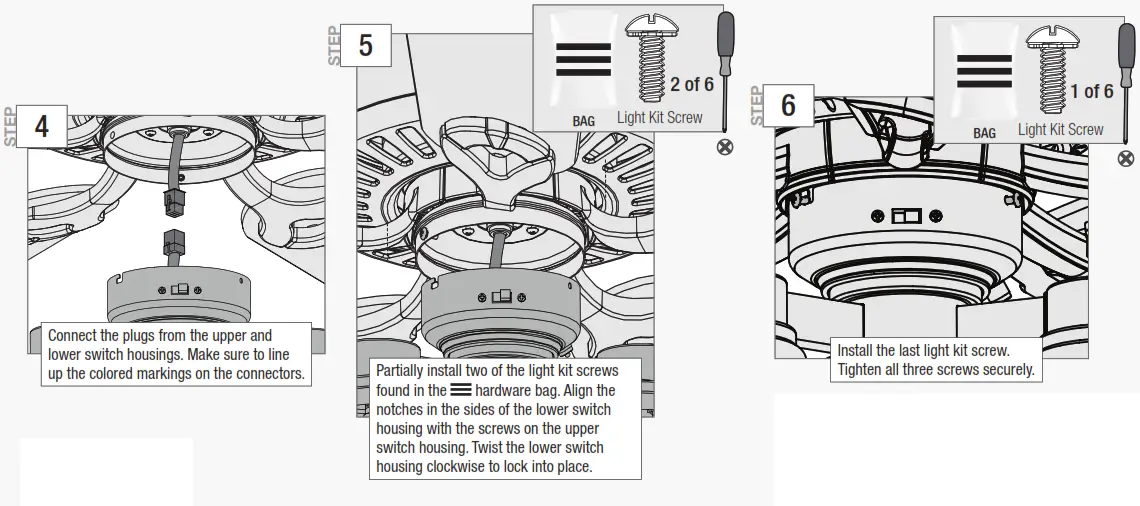 Hunter 50137 Bryn 52 Inch Noble Bronze Indoor LED Ceiling Fan - Assembling the Light2