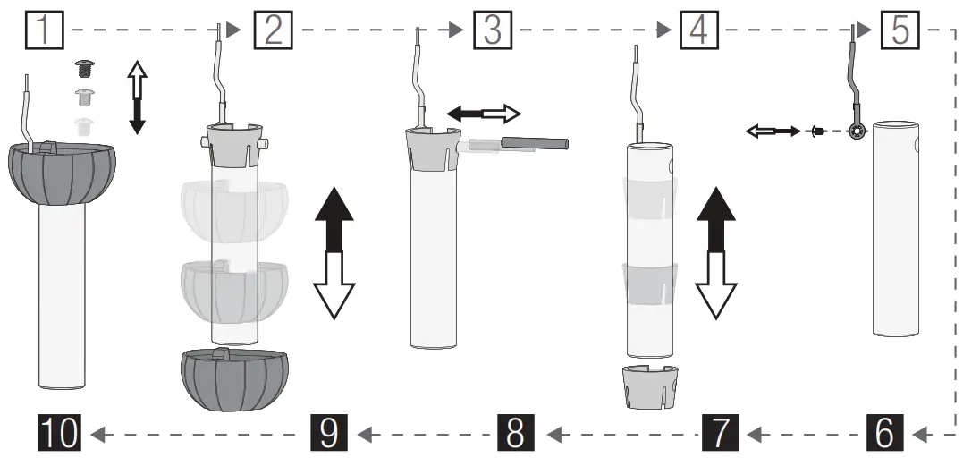 Hunter 50137 Bryn 52 Inch Noble Bronze Indoor LED Ceiling Fan - Follow steps 1-5 to remove standard downrod pipe