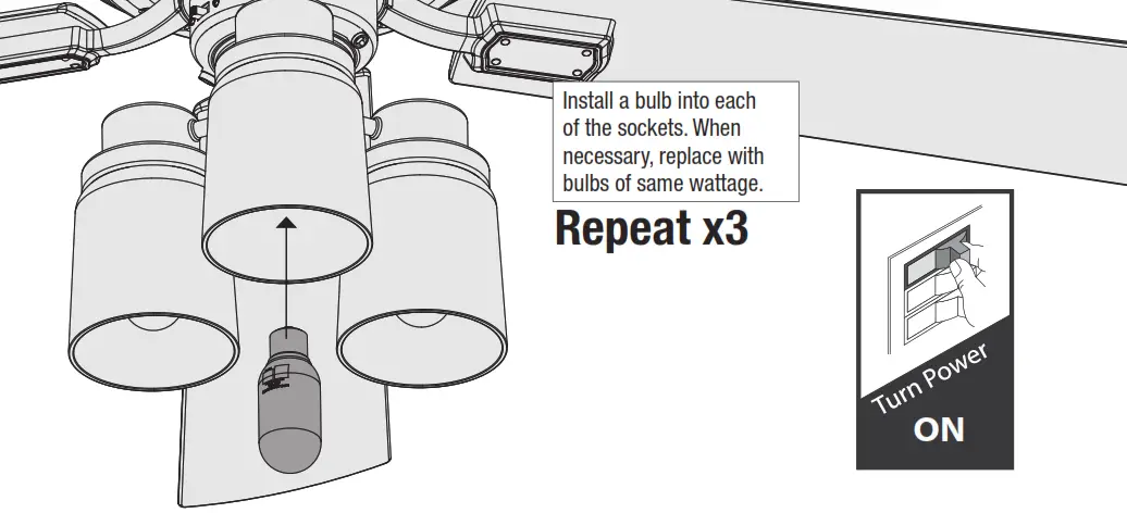 Hunter 50137 Bryn 52 Inch Noble Bronze Indoor LED Ceiling Fan - Installing the Bulbs and Glass2