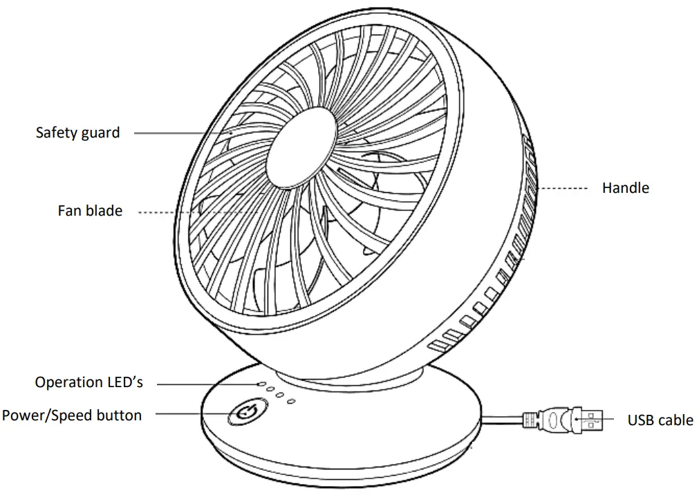 Goldair GCAC200 15cm USB Rechargeable Desk Fan - fig 1