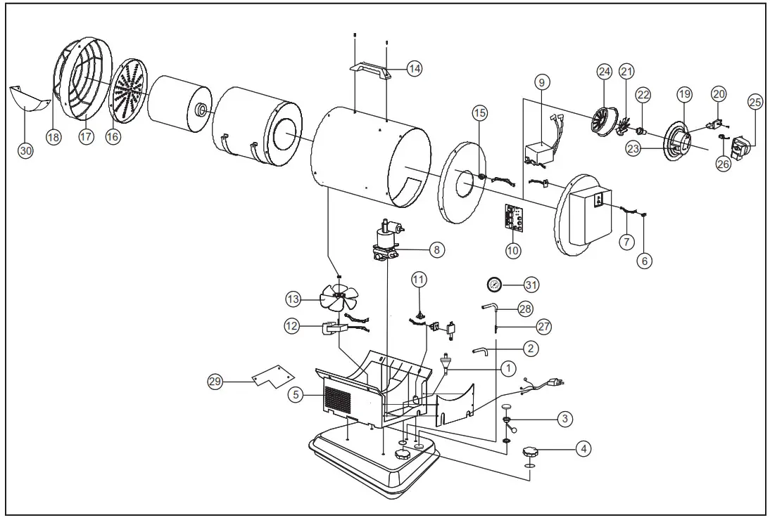 MASTER Kerosene Radiant Heater - EXPLODED VIEW