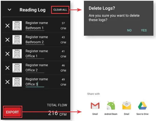 Dwyer SAH Series SMART Air Hood Balancing Instrument SMART Air Hood App Software - LOGGING 3