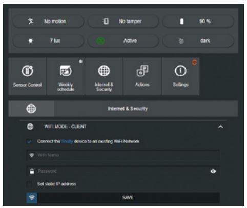 Shelly MOTION Battery Operated Motion Sensor (WiFi) User Guide - Include it to your WiFi manually