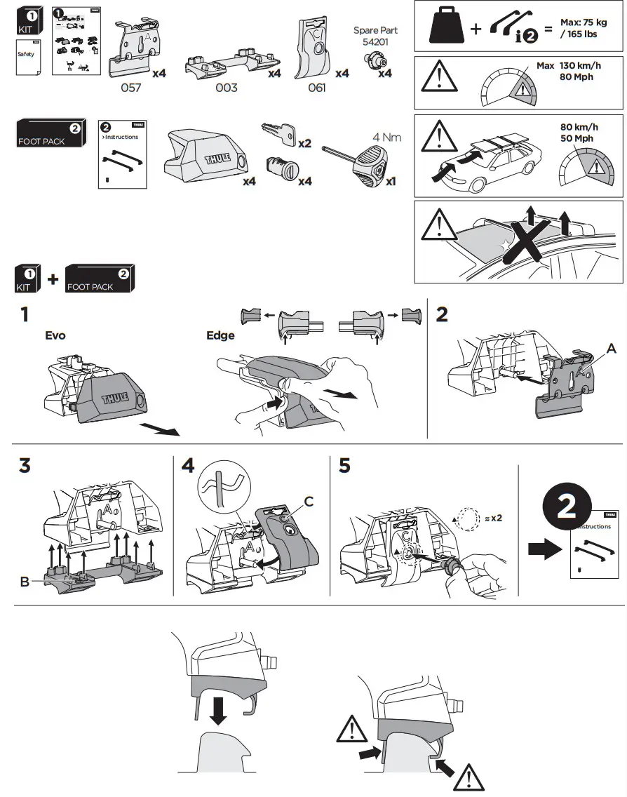 THULE 186126 Roof Rack Custom Fit Kit for Mounting -