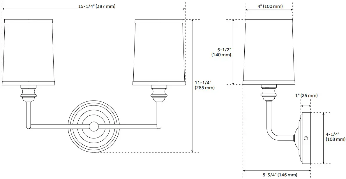 PARK HARBOR 479811 Poplin Brushed Gold 2 Light Vanity Light - Figure