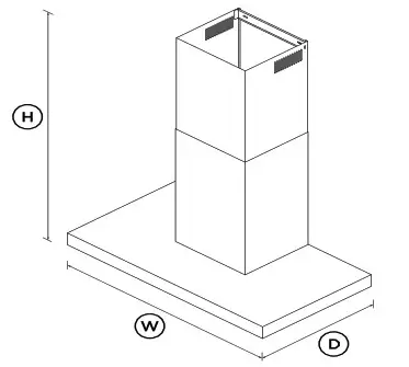 FISHER PAYKEL HC90DCXB4 Wall Rangehood 90cm Box Chimney - DIMENSIONS
