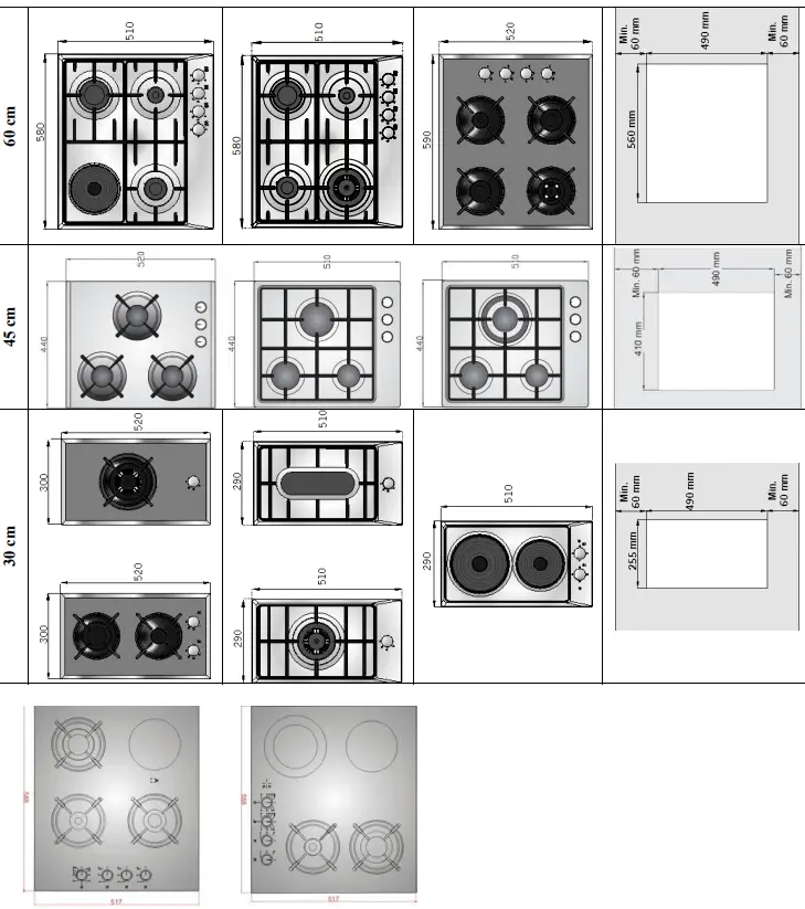 INTERWOOD WE3VRSMSG0XS 60cm Built In Table Hob Gas Cooker - fig 1