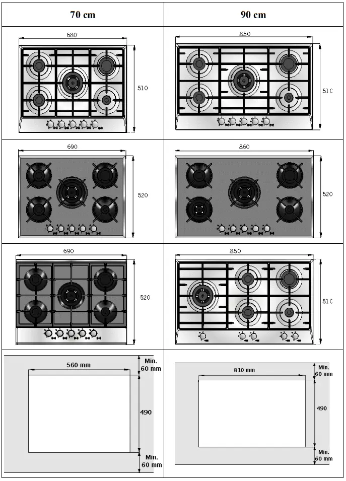 INTERWOOD WE3VRSMSG0XS 60cm Built In Table Hob Gas Cooker - fig 2