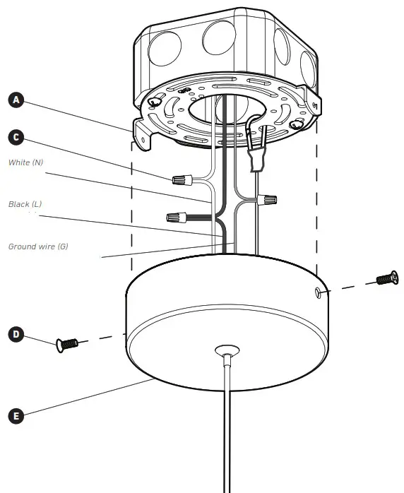 artika PDT1 CG HD2BG Champagne Globe 1 Light LED Pendant - CONNECTING THE WIRES AND CANOPY INSTALLATION