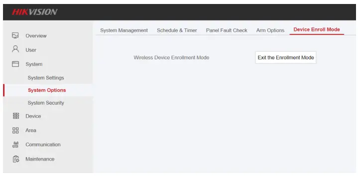 HIKVISION AX PRO Wireless Control Panel - Exit the Enrollment Mode