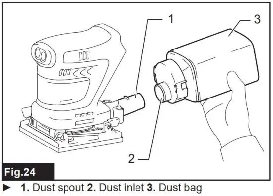FIG 28 Installing and removing dust bag