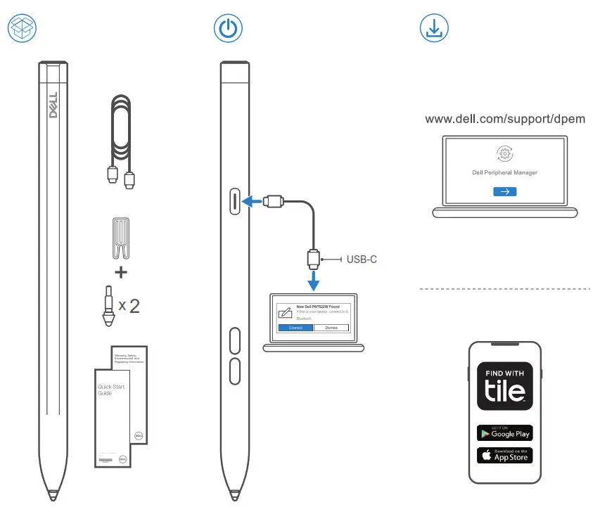 DELL PN7522W Premier Rechargeable Active Pen