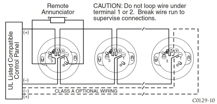 NOTIFIER FSP 951 SELFT Intelligent Photoelectric Self Test Smoke Sensor - WIRING DIAGRAM