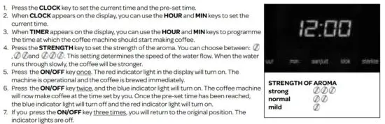 FIG 2 Setting the time and programming automatic brewing