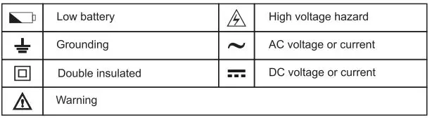 UNI-T Residential Multimeter User Manual - Symbol
