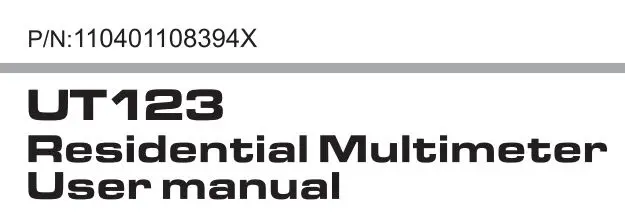 UNI-T Residential Multimeter User Manual