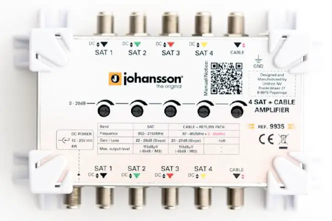 johansson 9935 Amplifier 4x SAT with 1x Cable PRODUCT