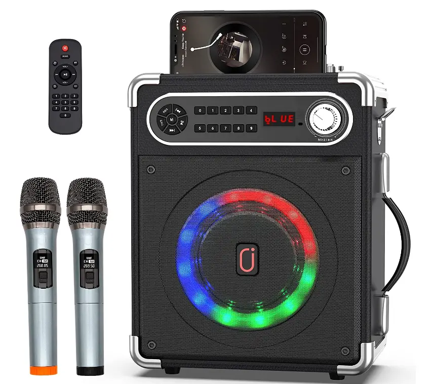 JAUYXIAN-Bluetooth-Speaker-with-Two-Wireless-Microphones,-Portable-Wireless-Speaker-imgg