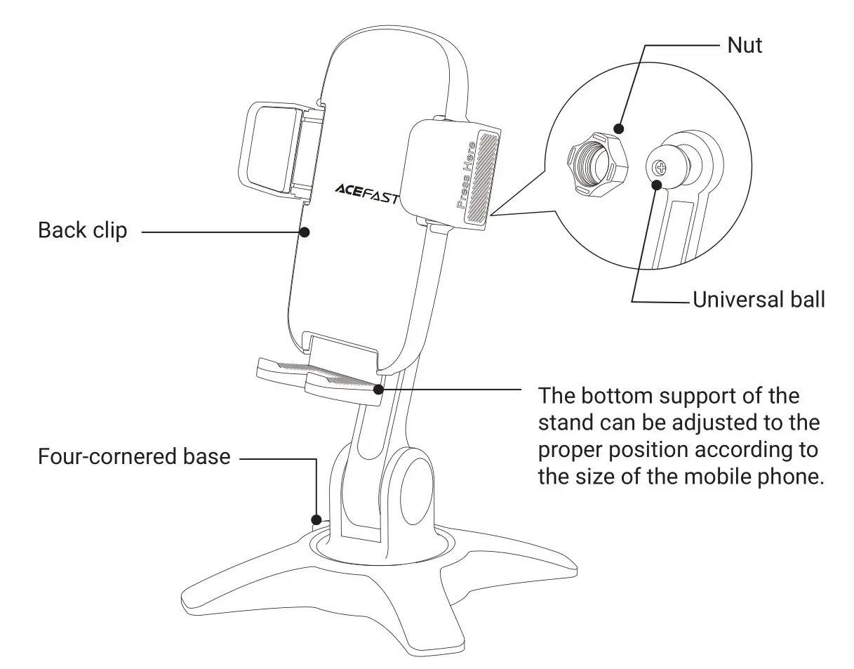 ACEFAST E10 Desktop Holder - Product Diagram